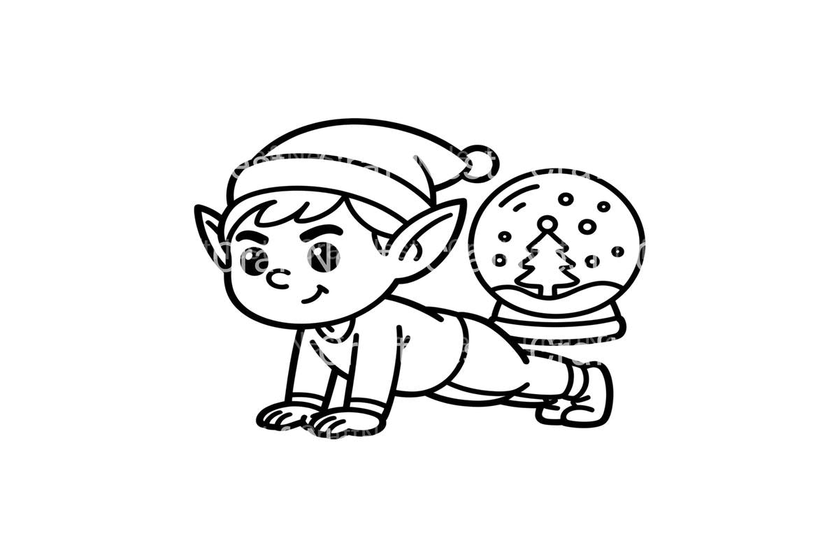 Christmas Elf Yoga Snow Globe Coloring Books