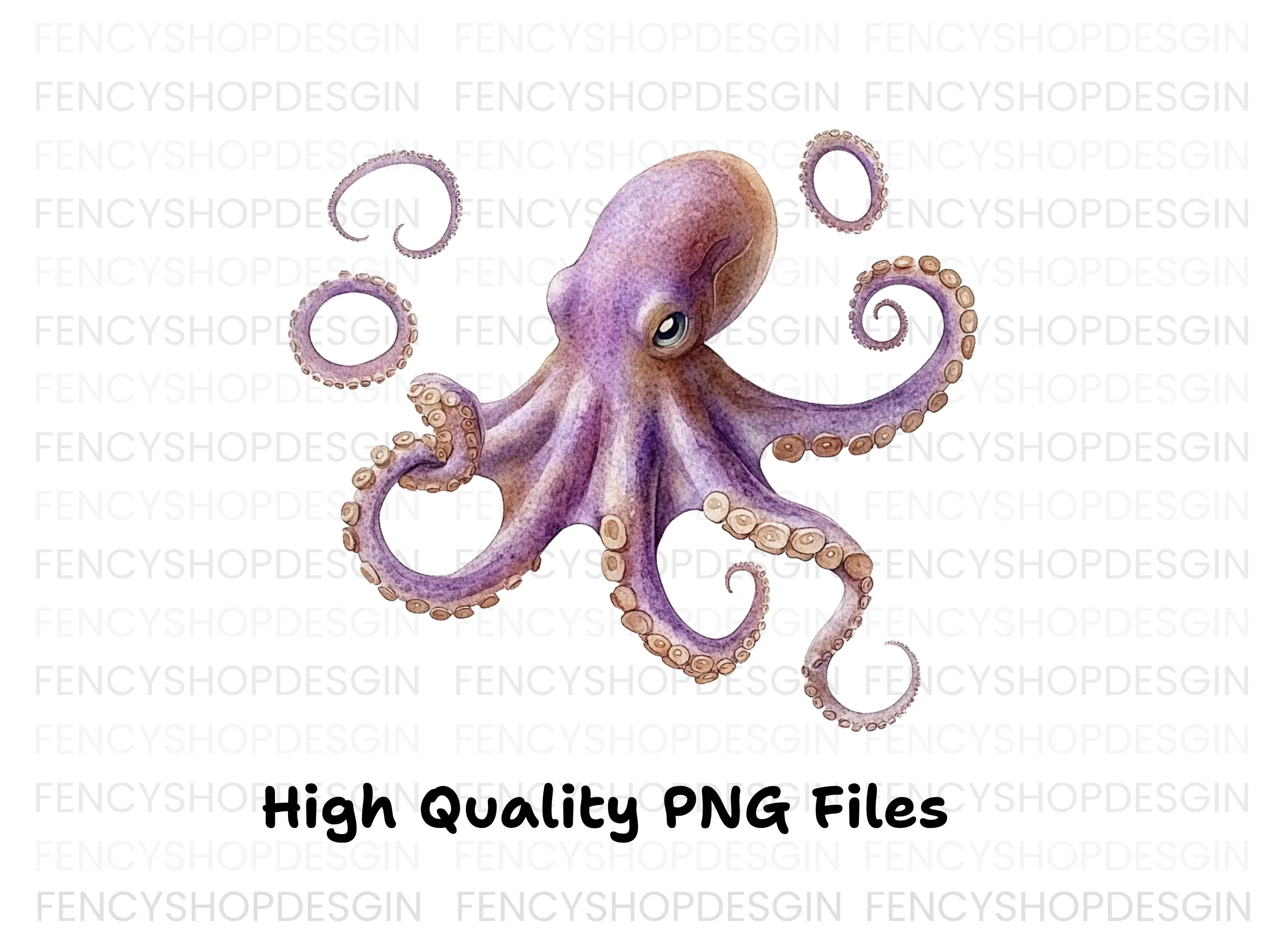Purple Octopus Clipart Bundle