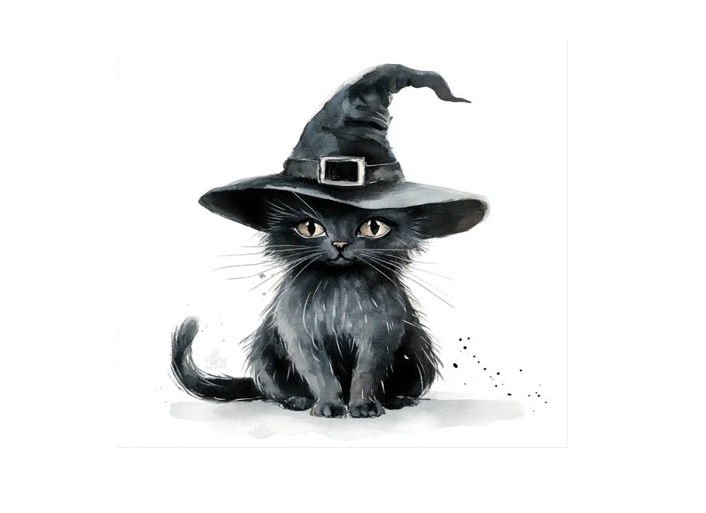 Cute Black Witch Cat Clipart Bundle