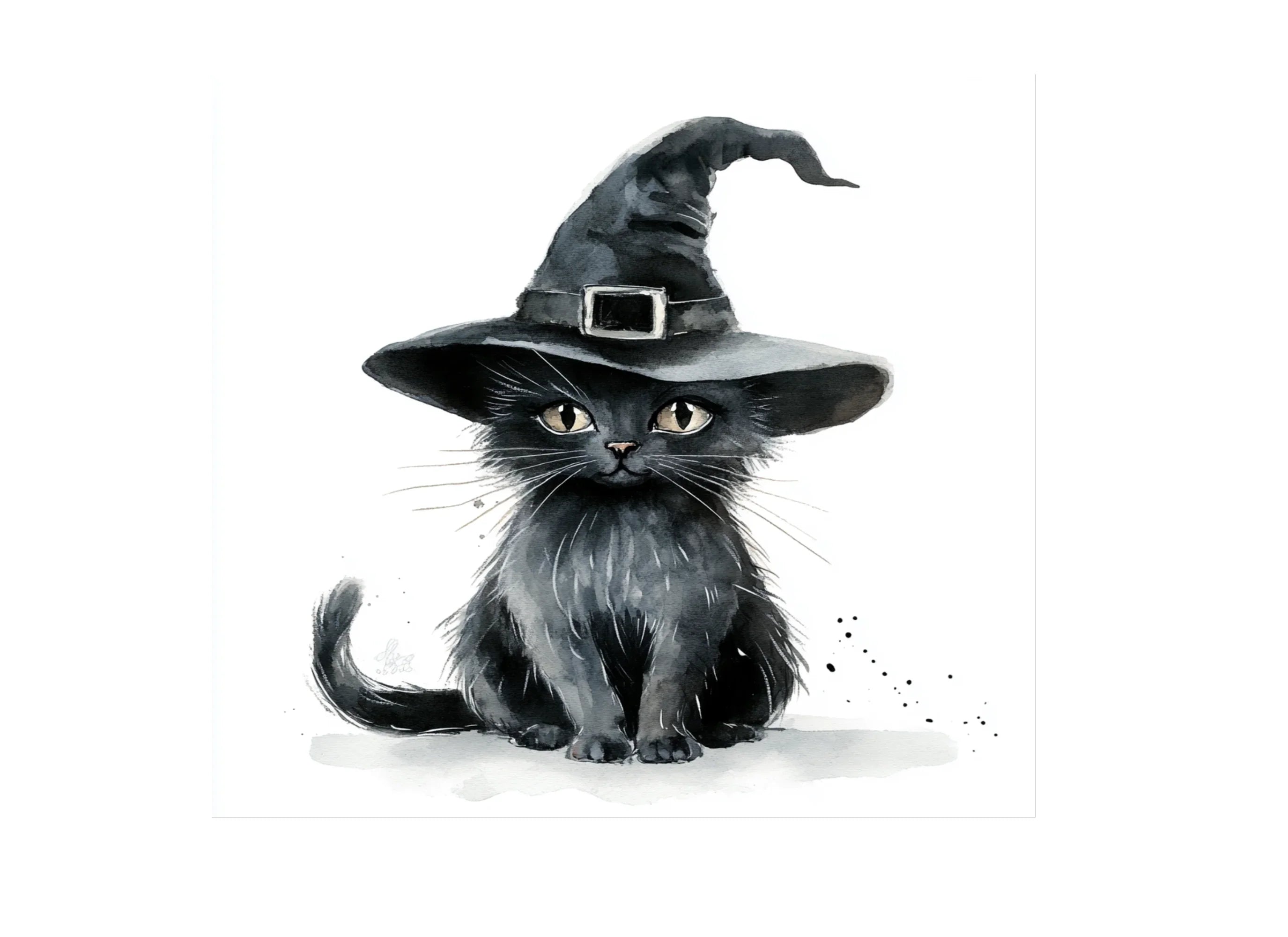 Cute Black Witch Cat Clipart Bundle