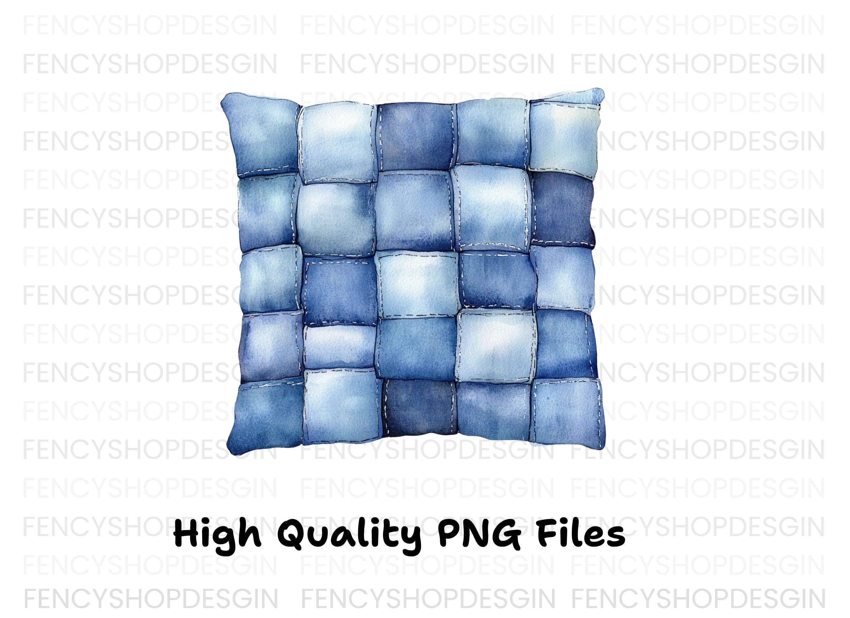 Denim Patchwork Pillow Clipart Bundle
