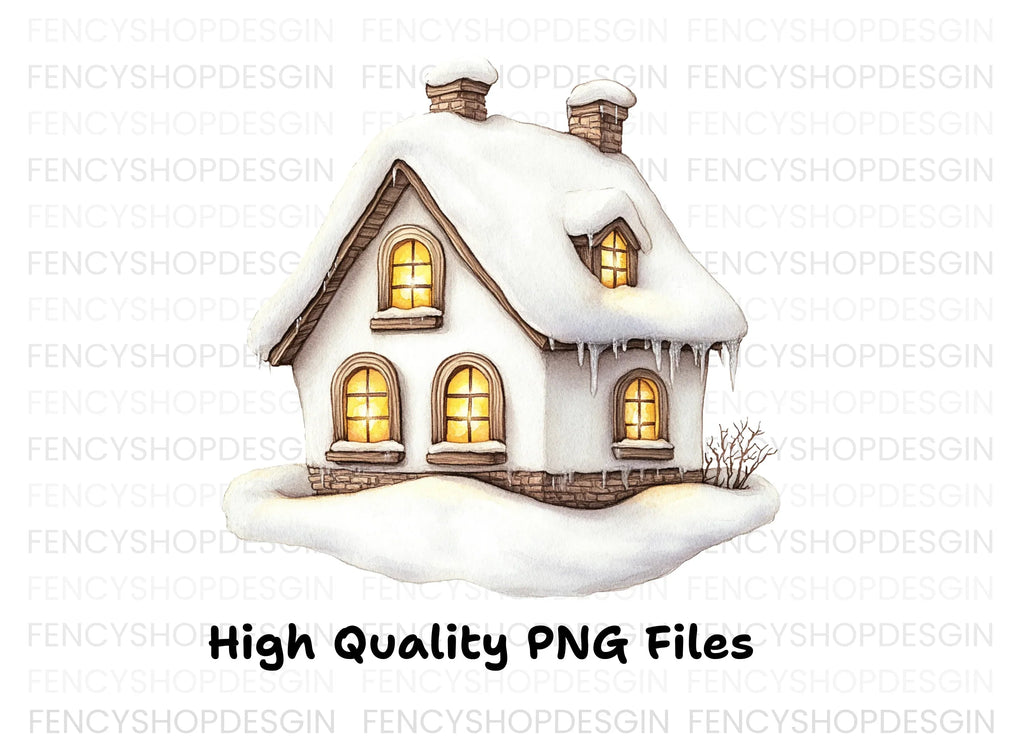 Cozy Winter Cottage Clipart Bundle