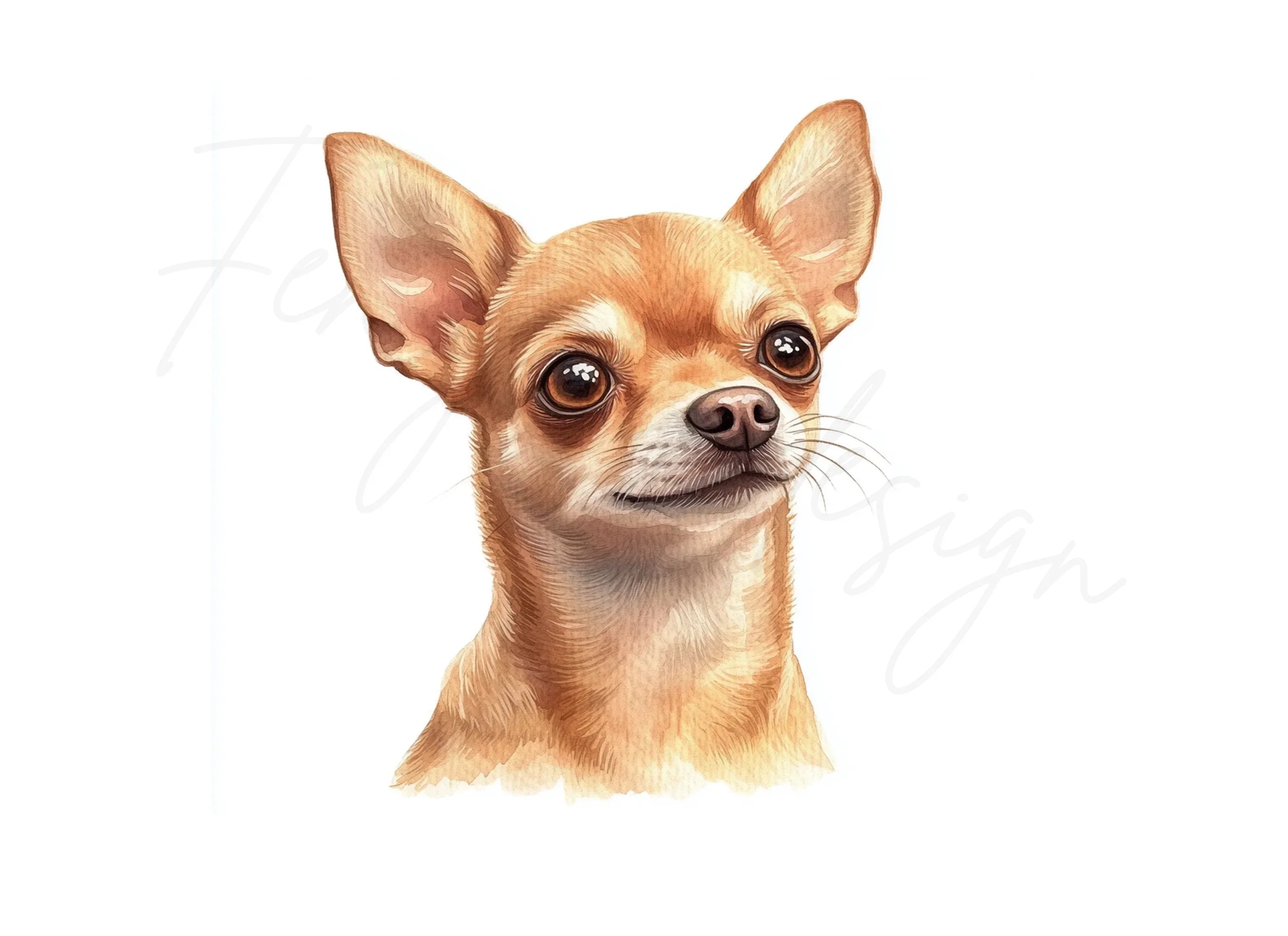 Cute Chihuahua Dog Head Portrait Clipart Bundle
