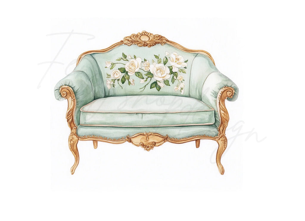 Elegant Mint Green Armchairs Clipart Bundle