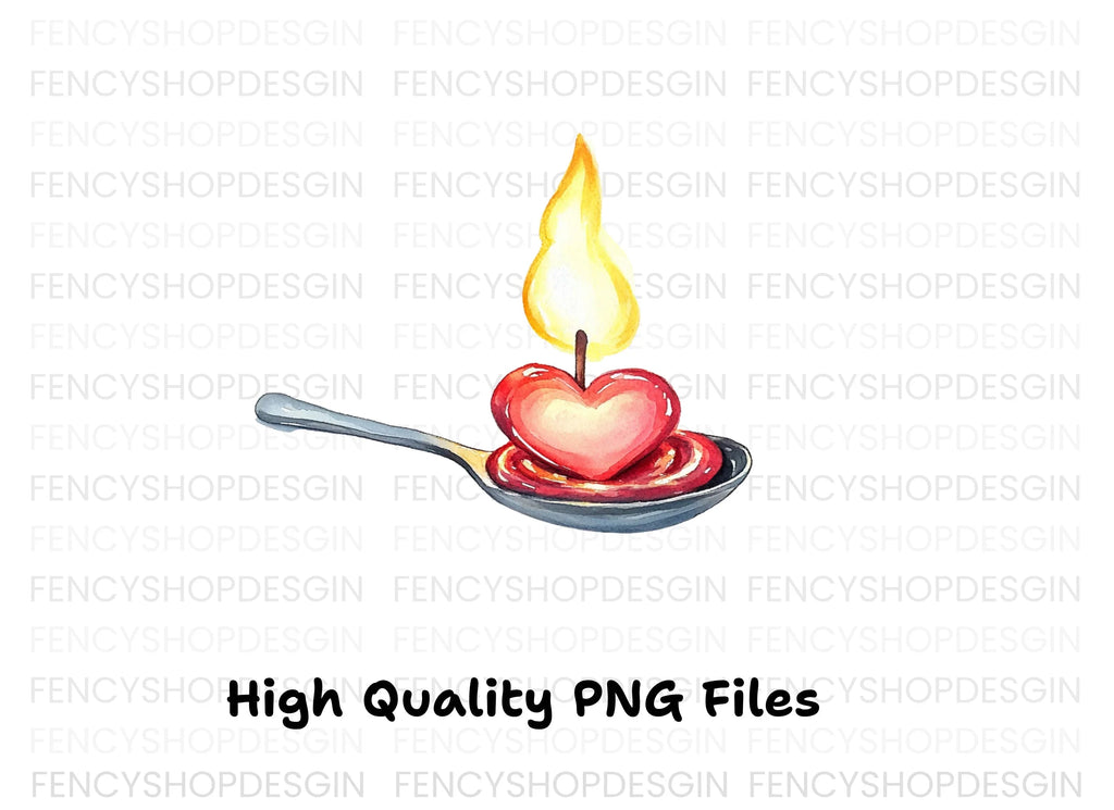 Heart Candle on Spoon Clipart Bundle