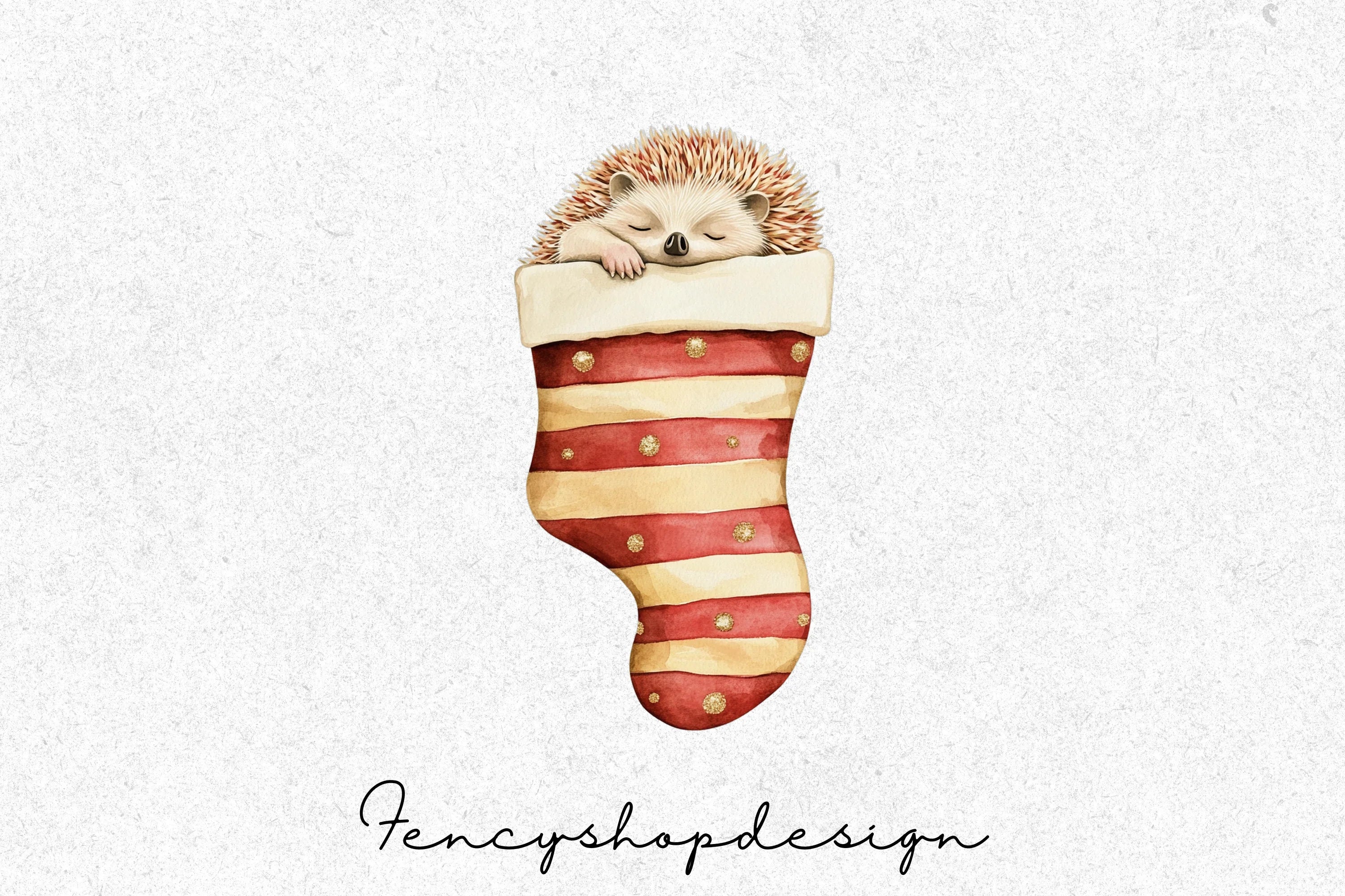 Cute Christmas Animals in Stockings Clipart Bundle