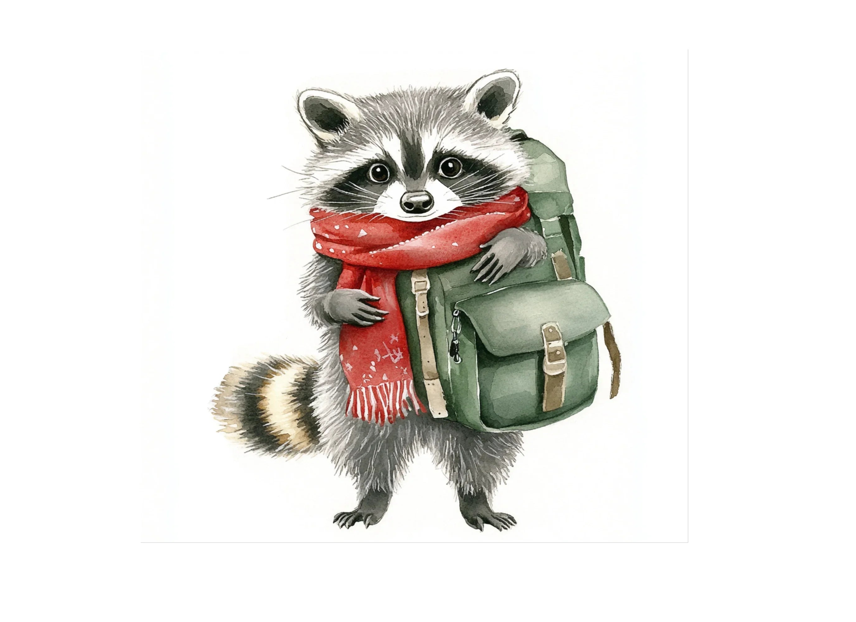 Cute Raccoon Backpack Clipart Bundle