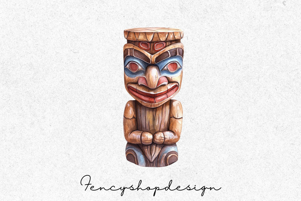 Vibrant Totem Pole Cultural Designs Clipart Bundle