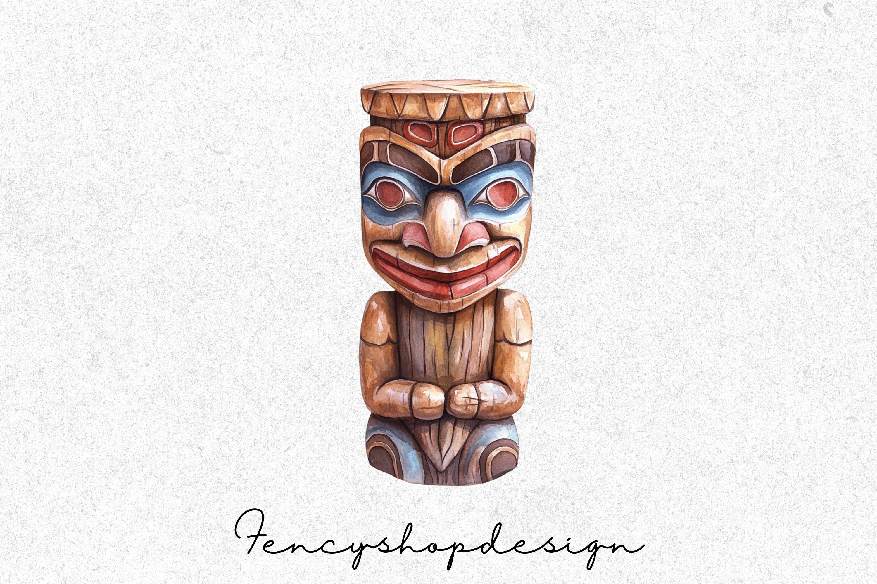 Vibrant Totem Pole Cultural Designs Clipart Bundle