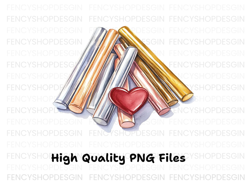 Metallic Wax Seal Sticks with Hearts Clipart Bundle