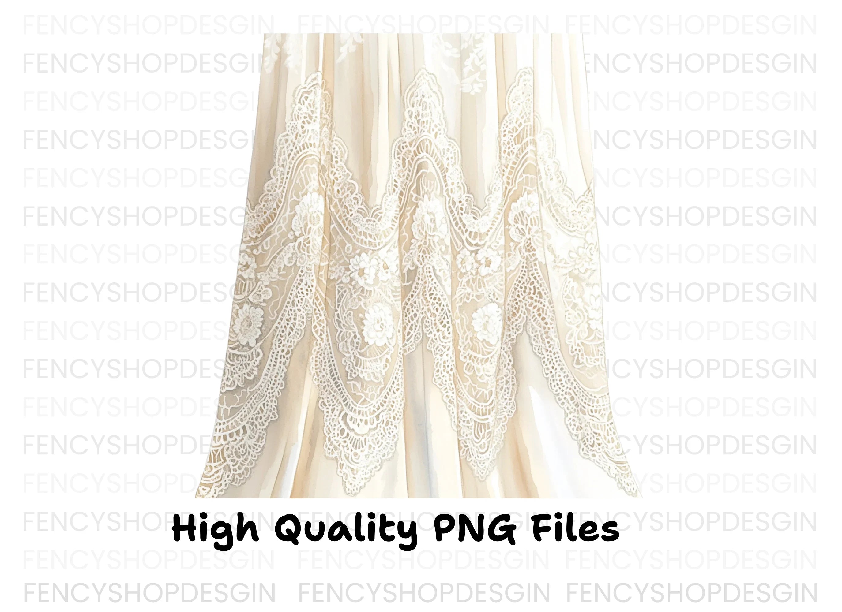 Floral Embroidered Curtain Clipart Bundle
