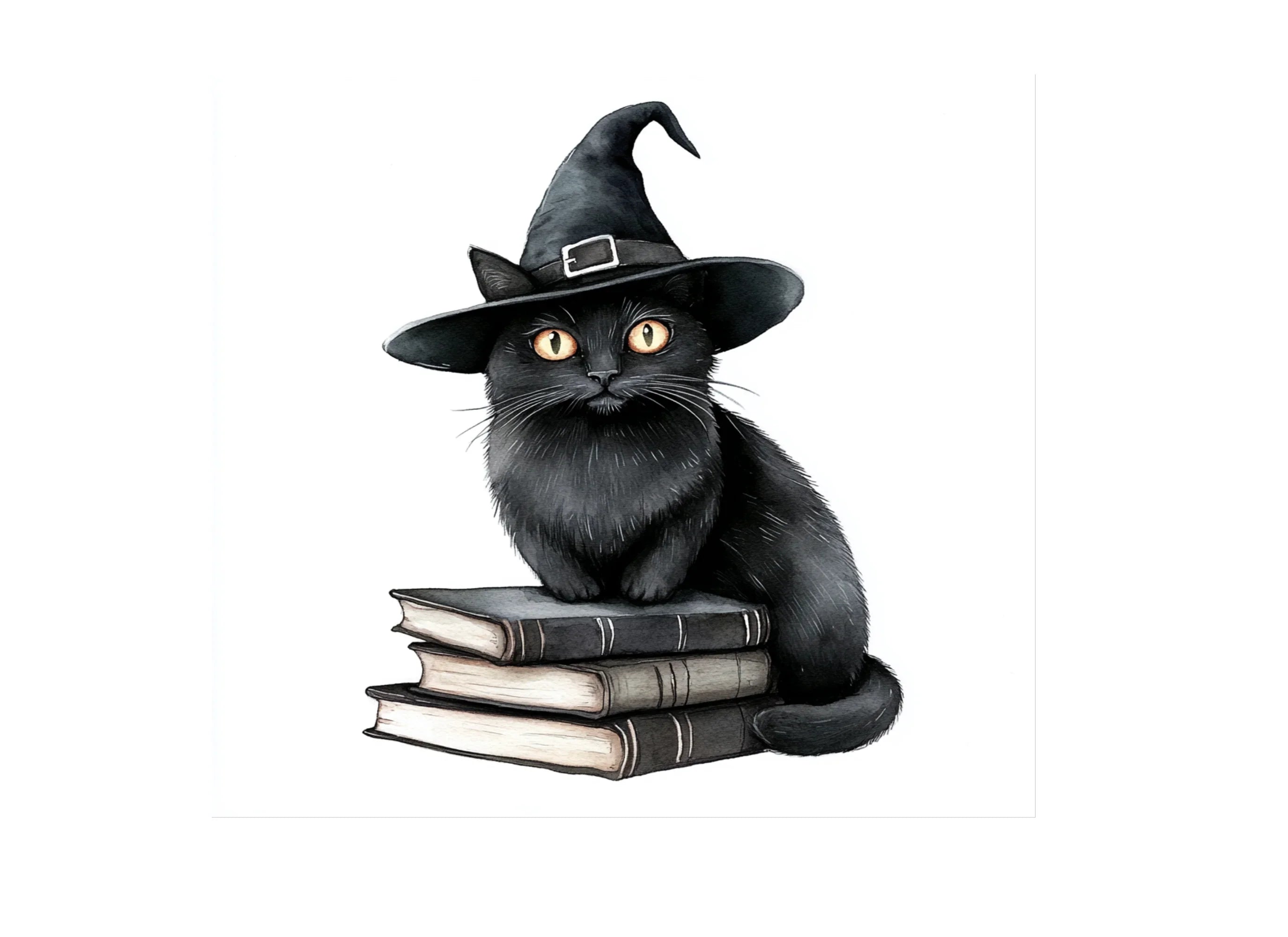 Black Cat on Books Clipart Bundle