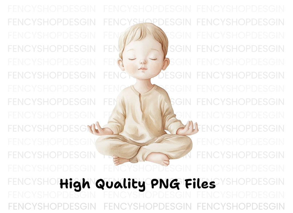 Boy Meditating Illustration Clipart Bundle