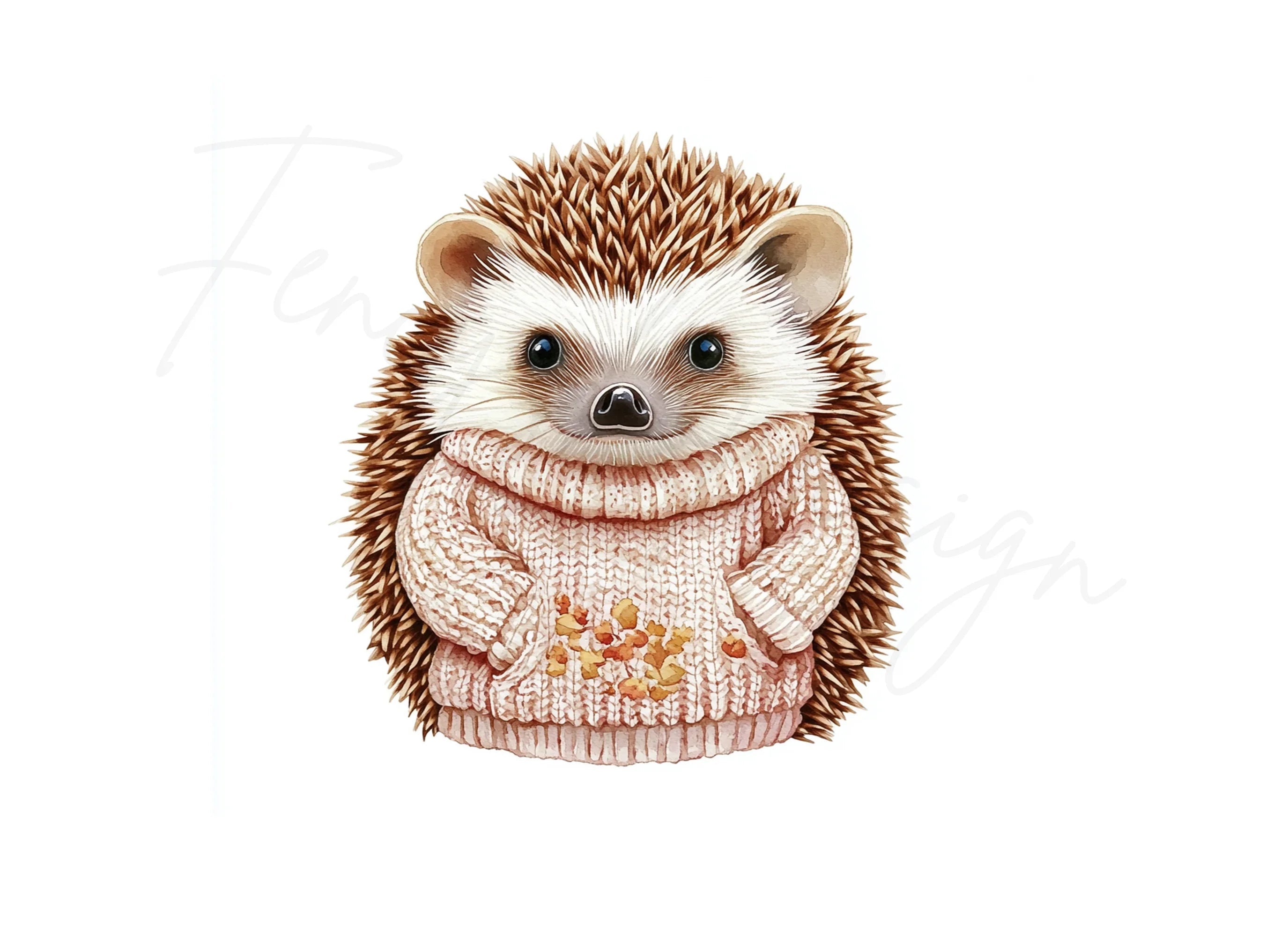 Adorable Hedgehog in Sweater Clipart Bundle