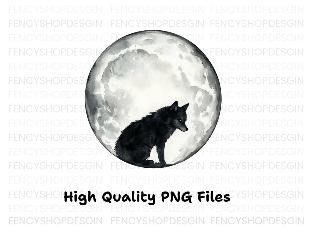 Black Wolf Moon Clipart Bundle