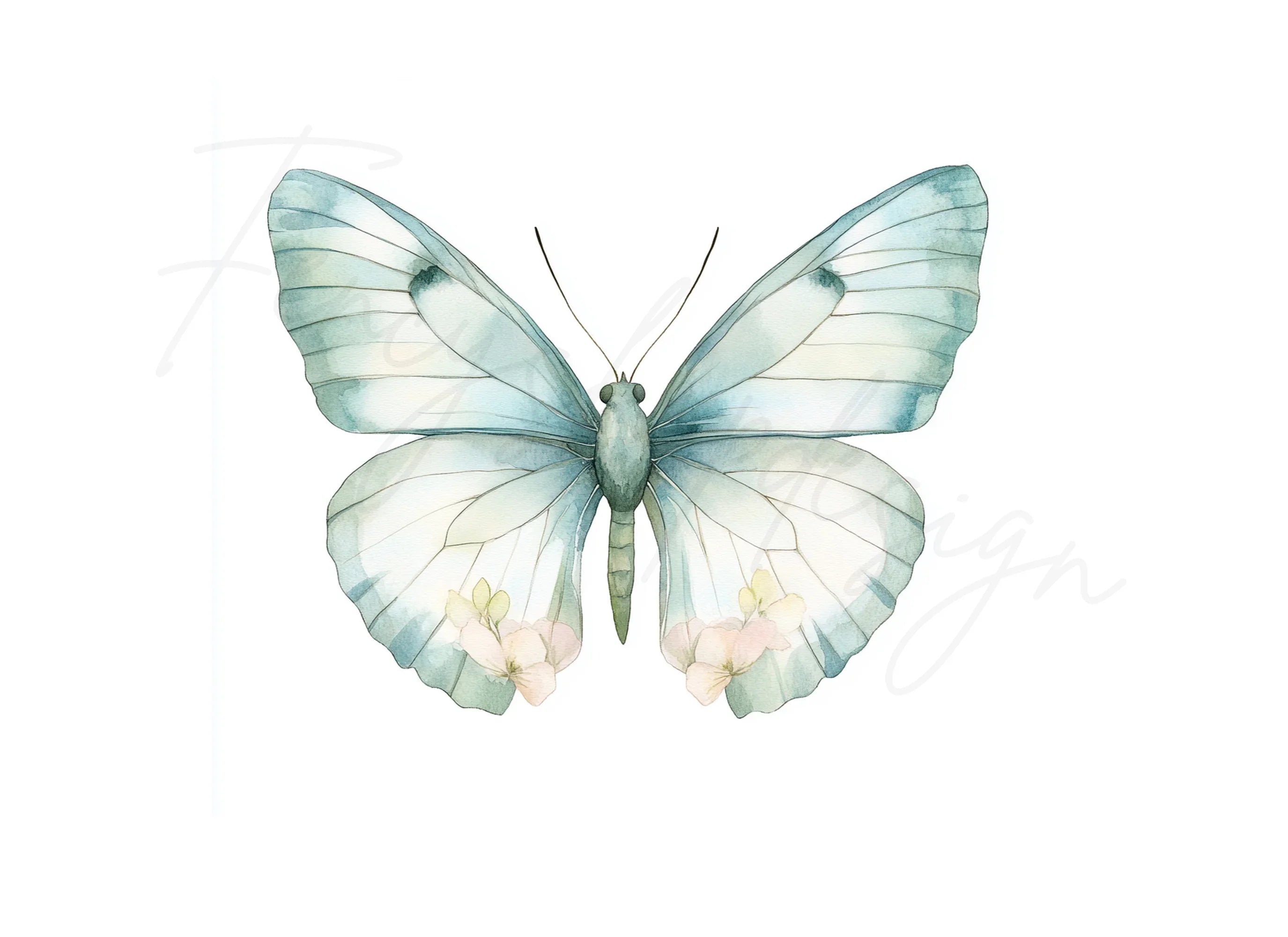 Blue Butterfly Clipart Bundle