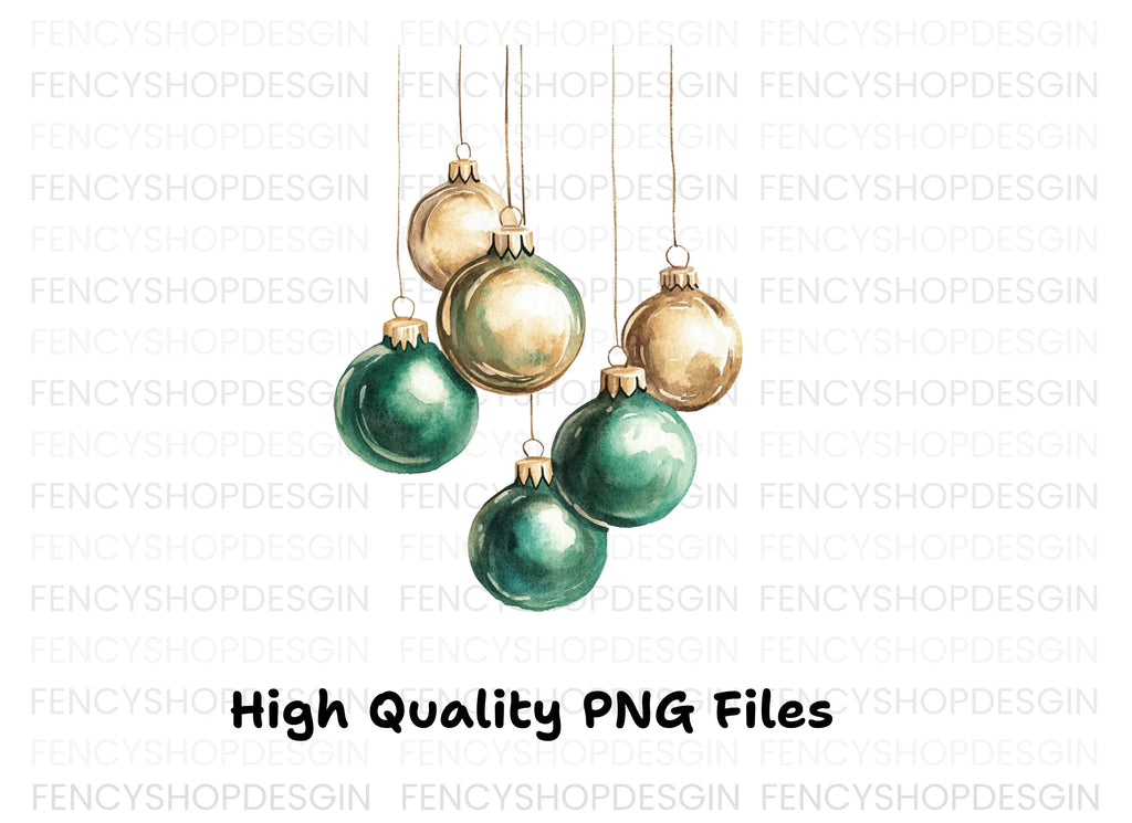 Elegant Christmas Ornaments Clipart Bundle