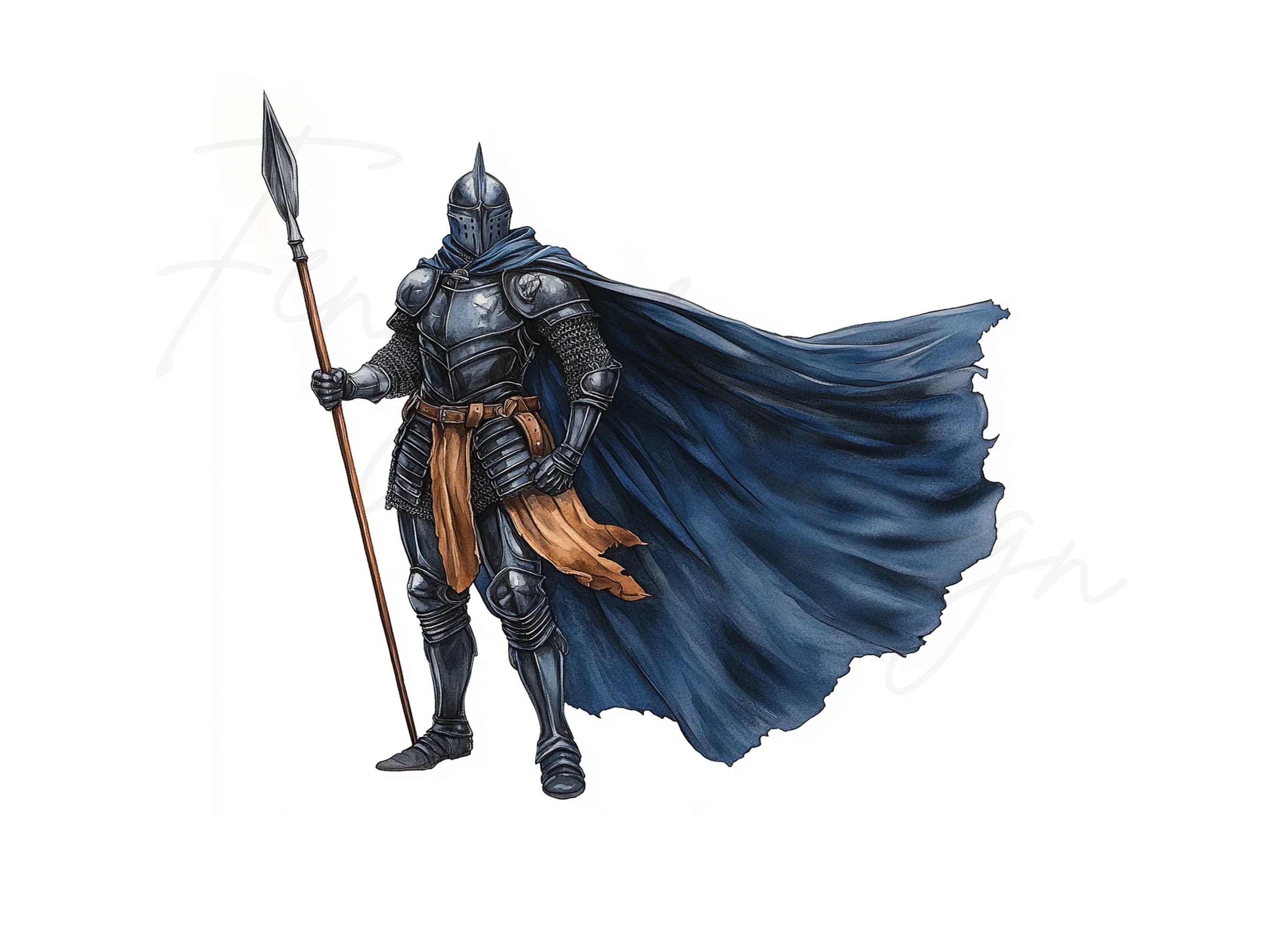 Standing Knight with Spear Clipart Bundle