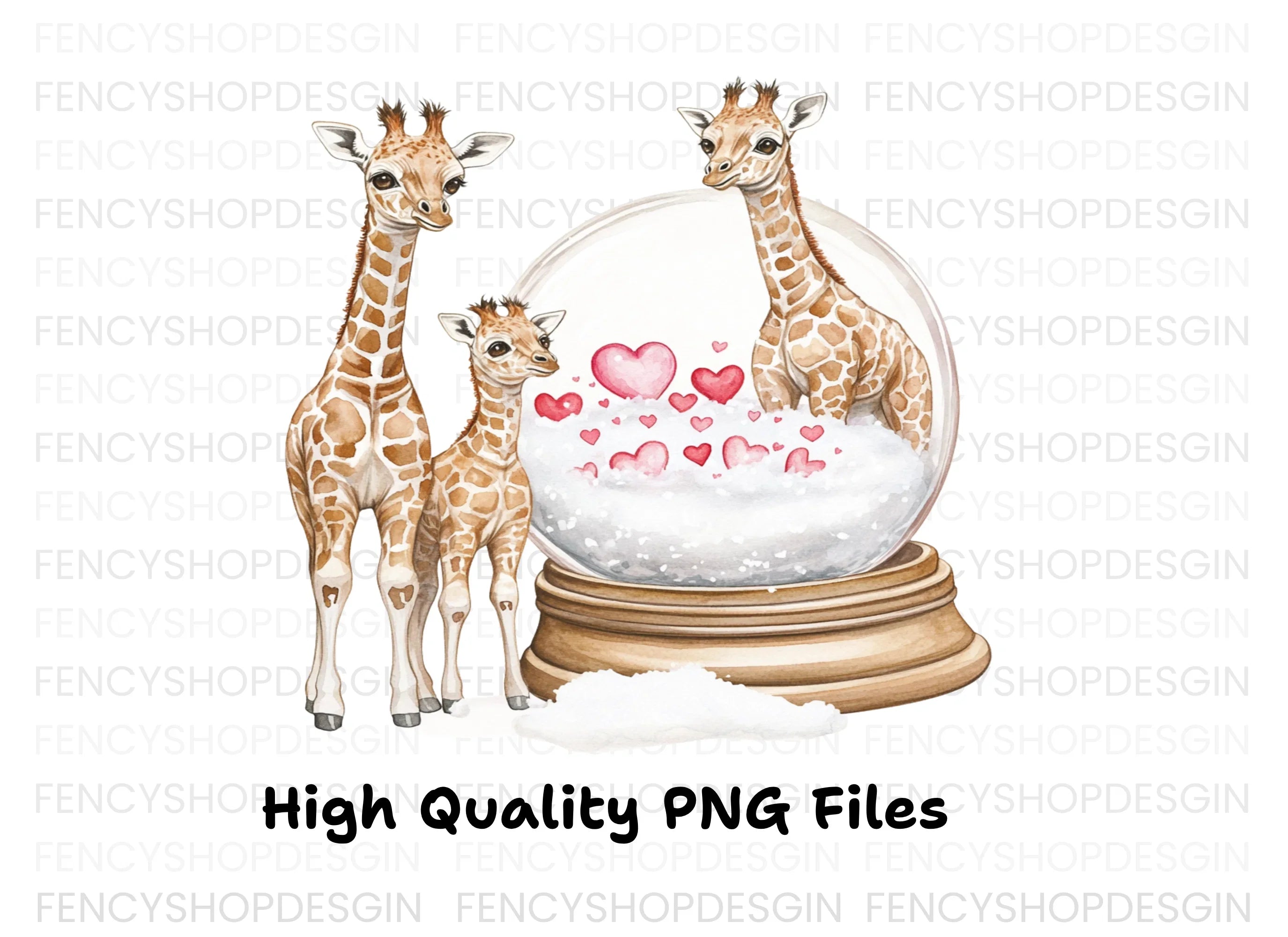 Giraffe Love Snow Globe Clipart Bundle