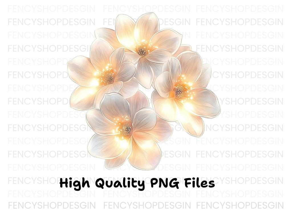 Glowing White Floral Clipart Bundle