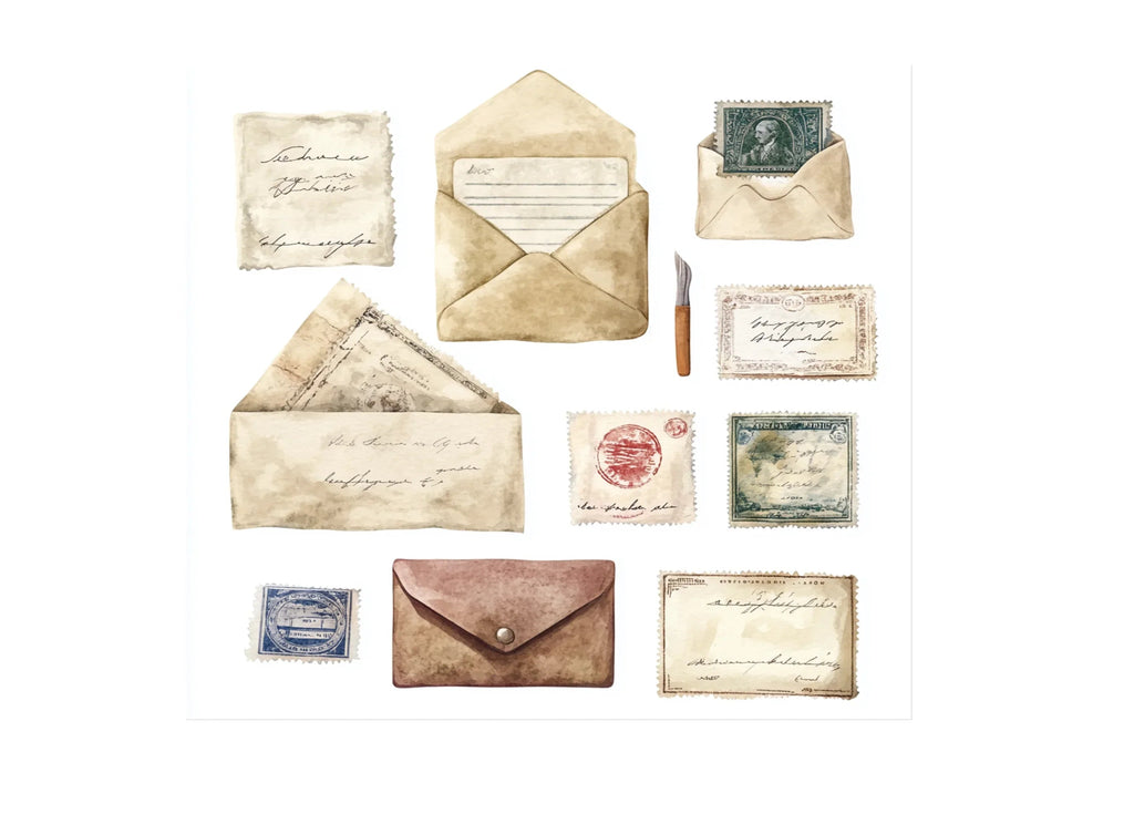 Old Mail Postage Stamp Clipart Bundle
