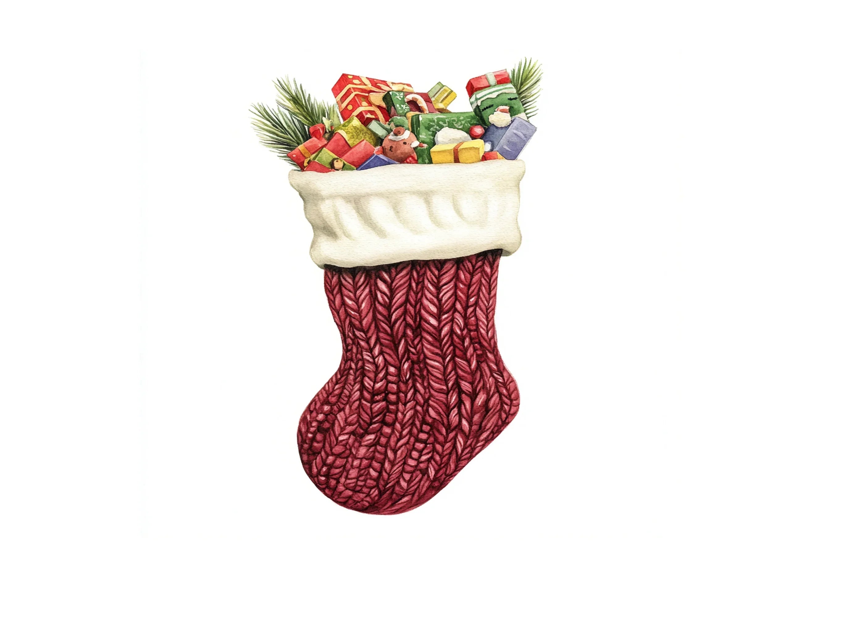 Christmas Stockings Filled With Gifts Clipart Bundle