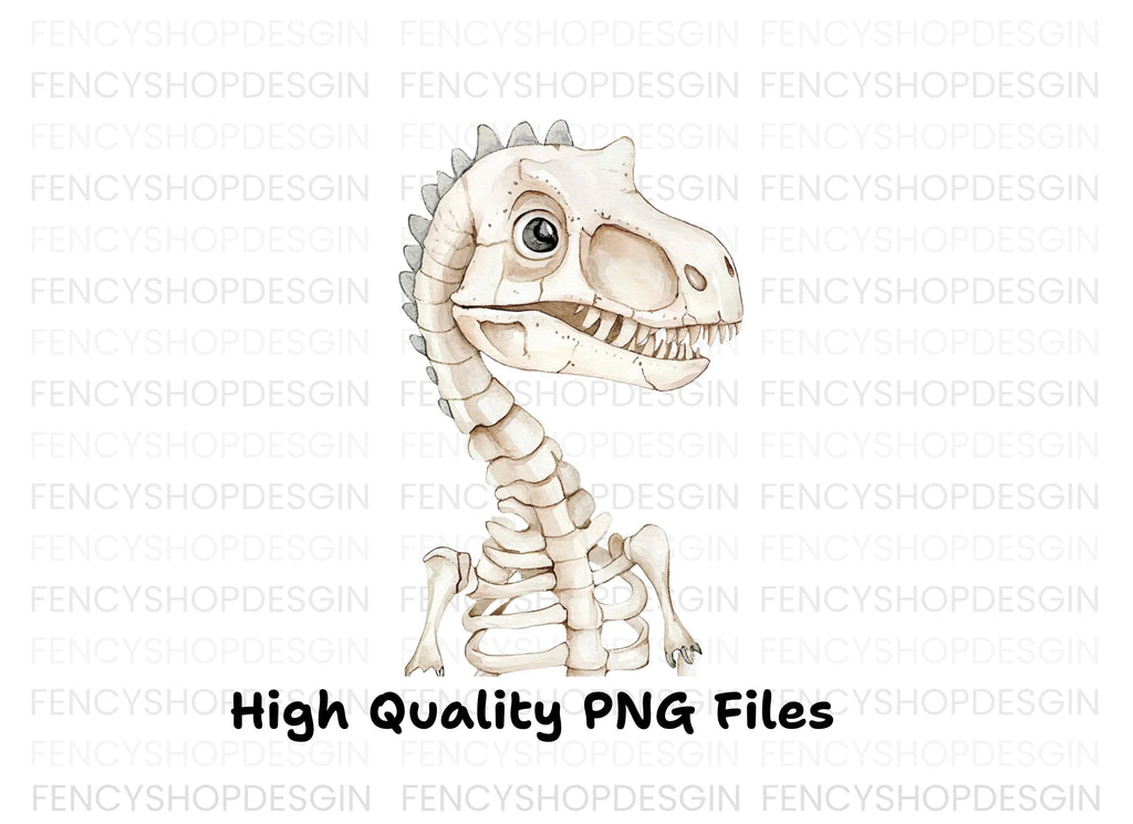 Cute Dinosaur Skeleton Head Clipart Bundle