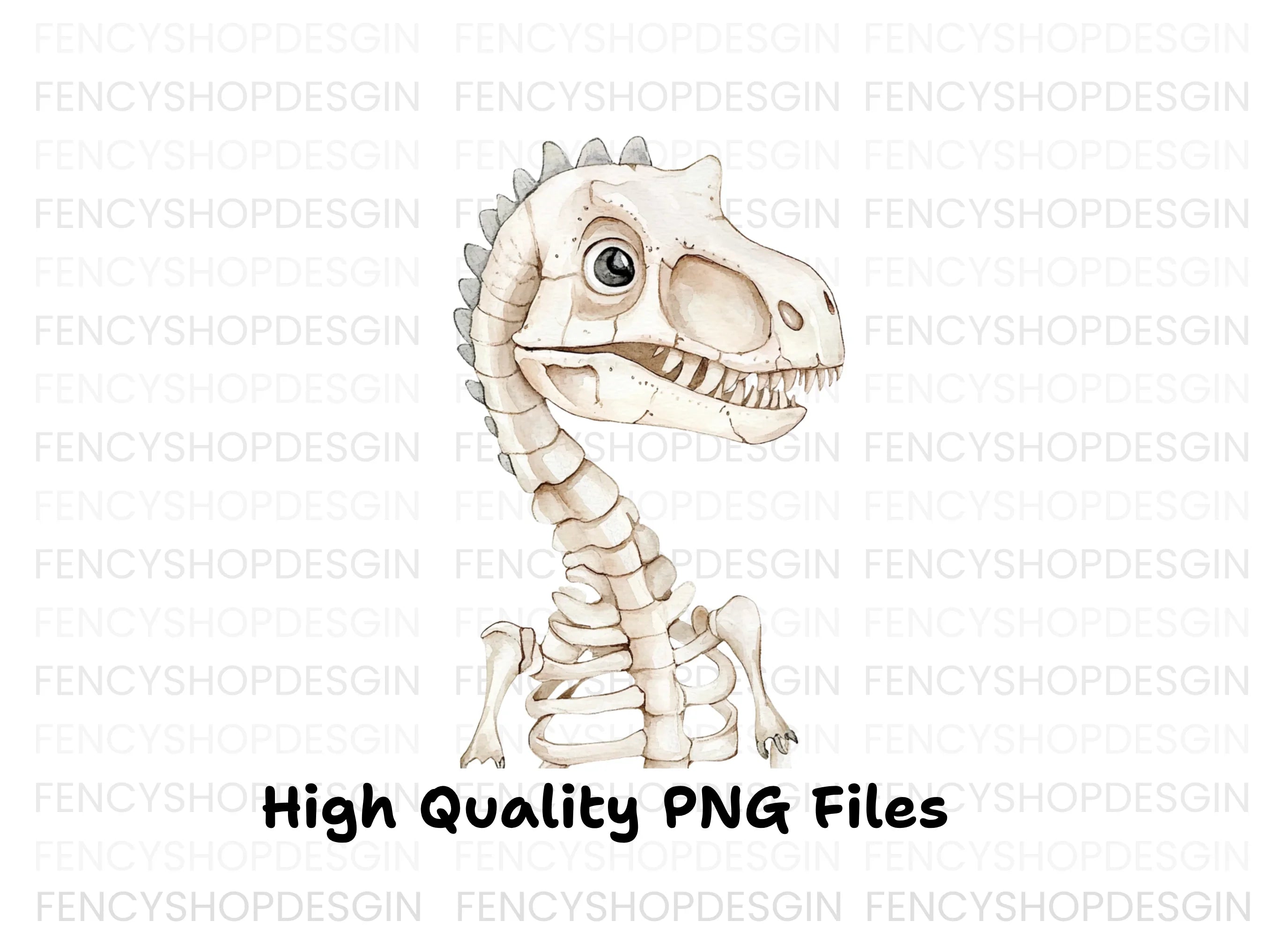 Cute Dinosaur Skeleton Head Clipart Bundle
