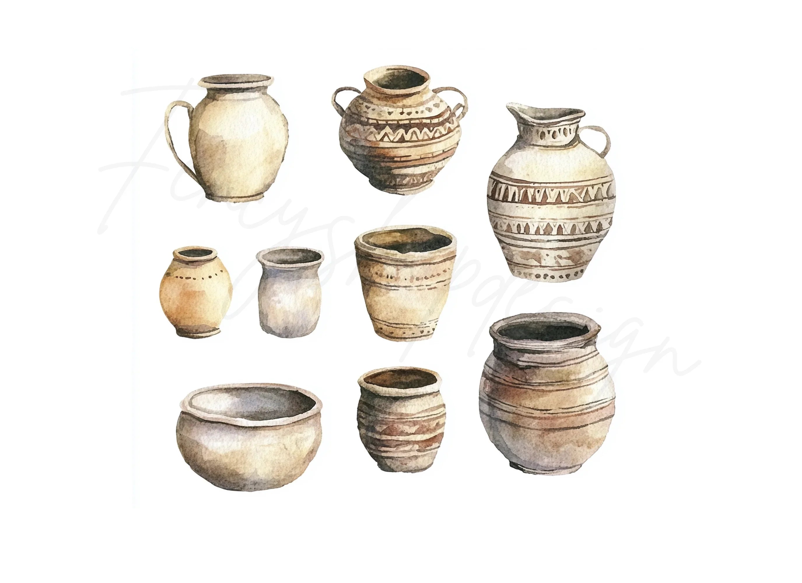 Ancient Pottery Clipart Bundle