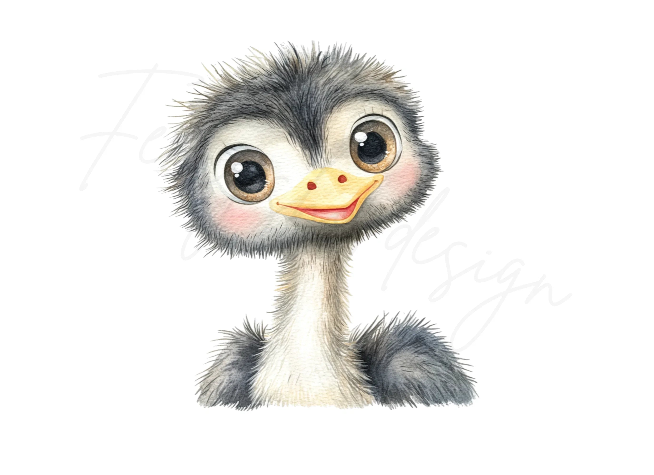 Adorable Ostrich Chick Clipart Bundle