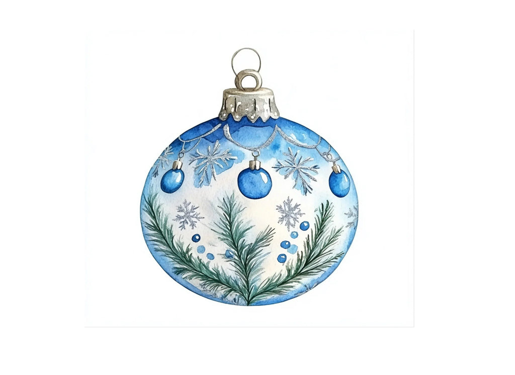 Blue Christmas Ornaments Clipart Bundle
