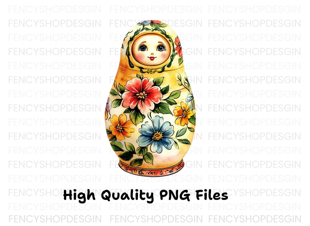 Traditional Russian Doll Floral Clipart Bundle