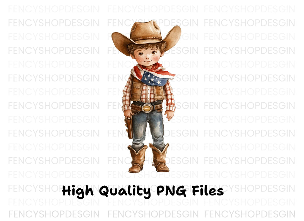 Cute Cowboy Kid Clipart Bundle