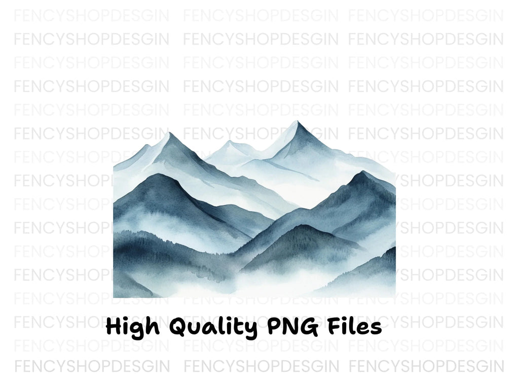 Misty Blue Mountain Clipart Bundle