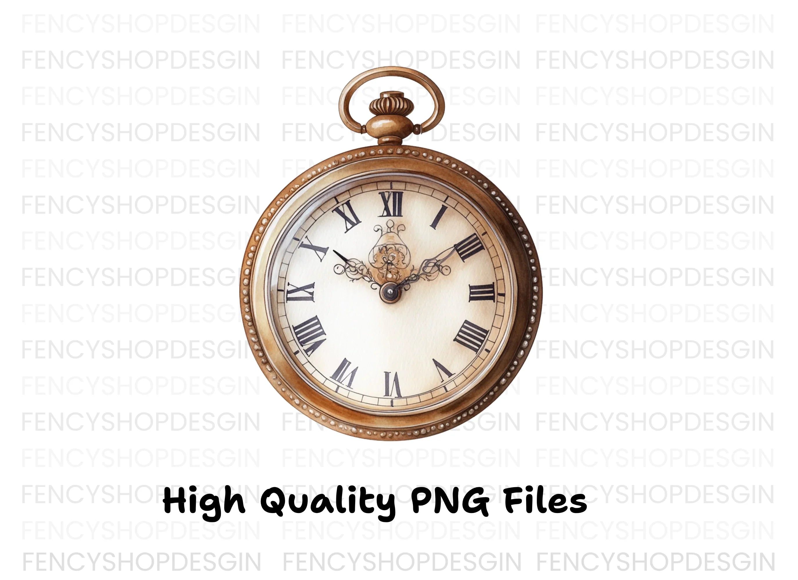 Vintage Pocket Watch Clipart Bundle