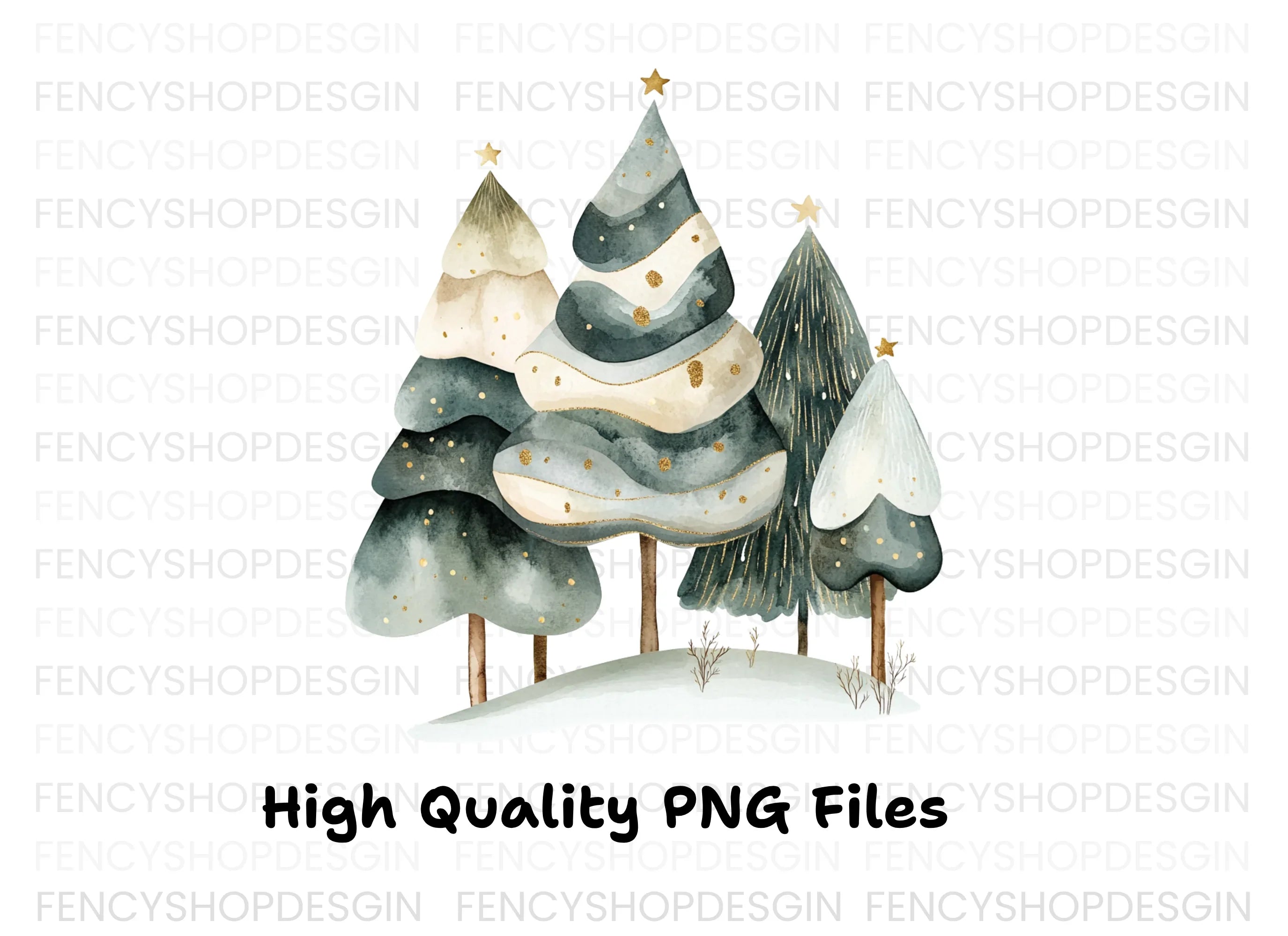 Christmas Tree Forest Clipart Bundle