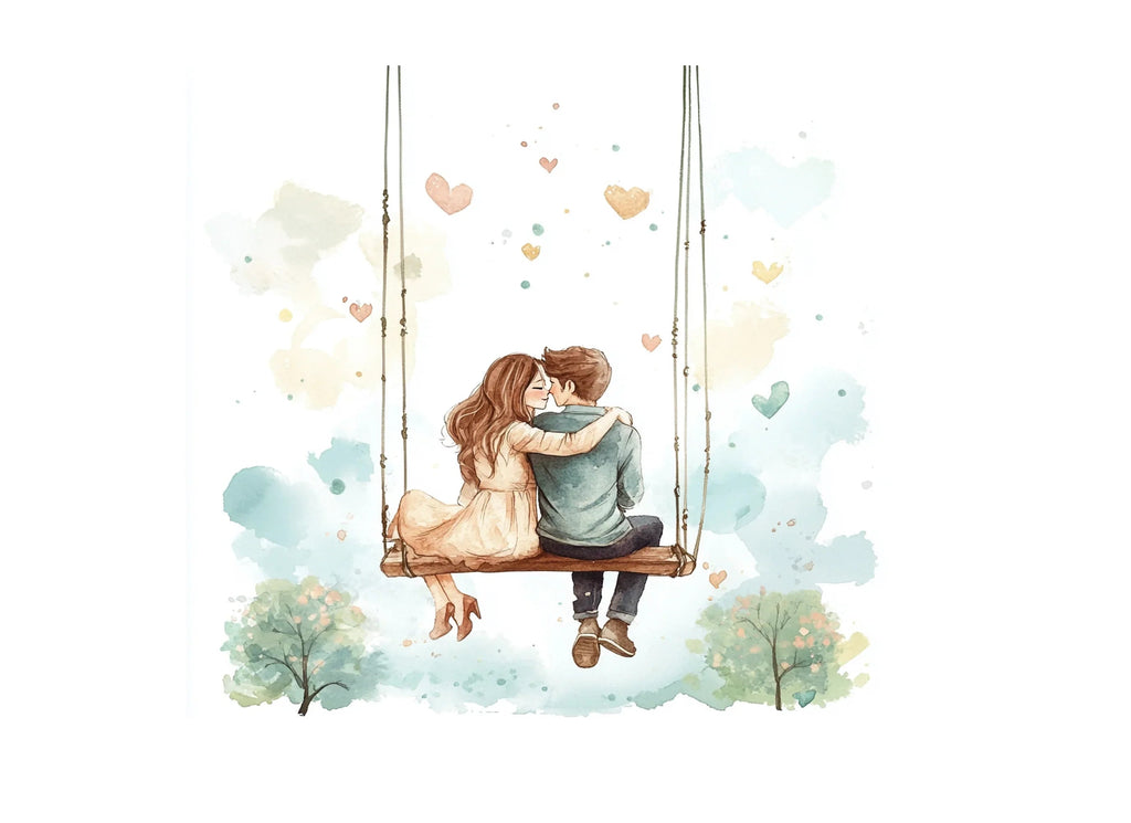 Romantic Couple on Swing Clipart Bundle