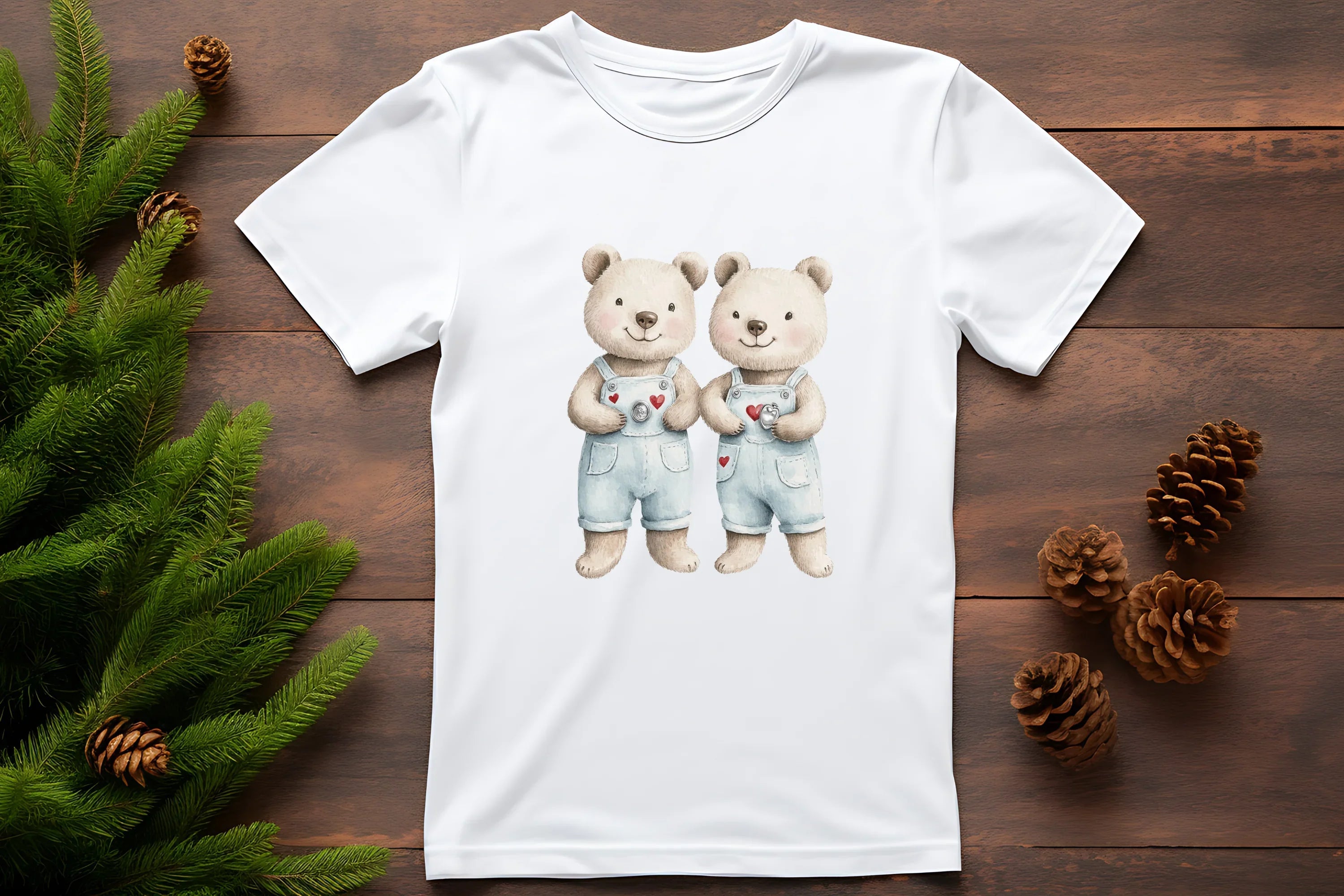 Teddy Bears with Heart Balloons Clipart Bundle