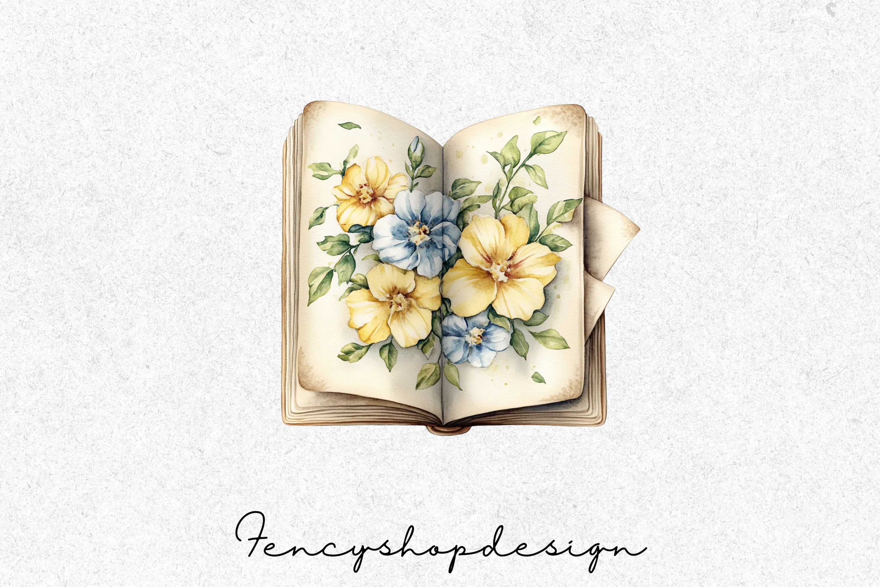 Vintage Floral Books Clipart Bundle