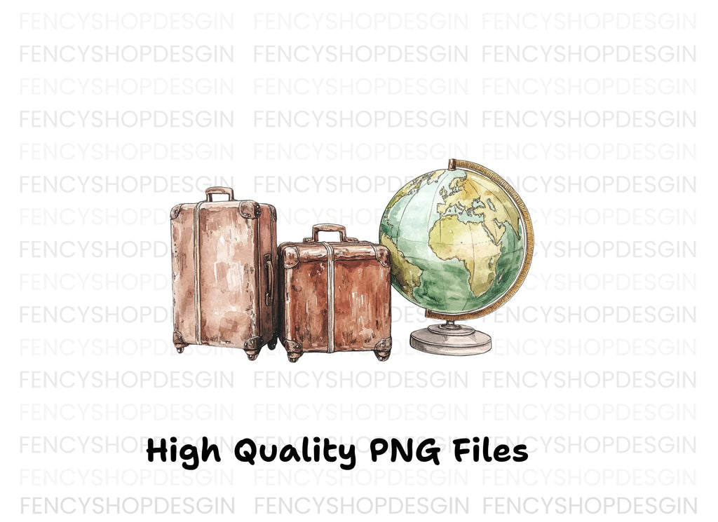 Vintage Travel Globes Clipart Bundle