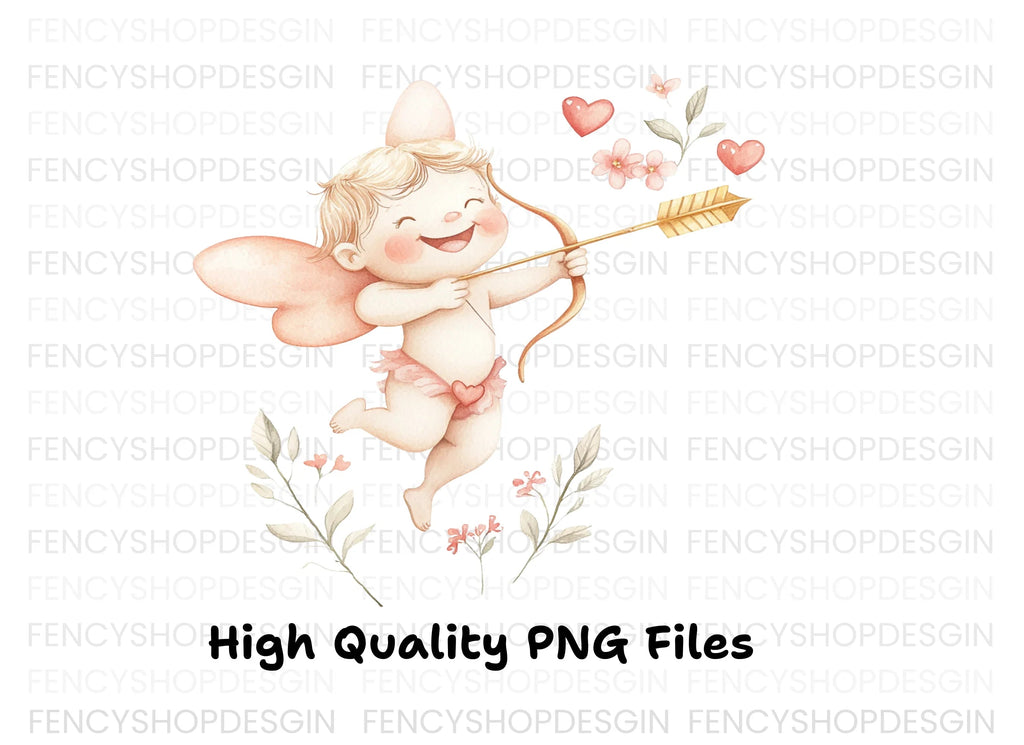 Happy Cupid Floral Elements Clipart Bundle