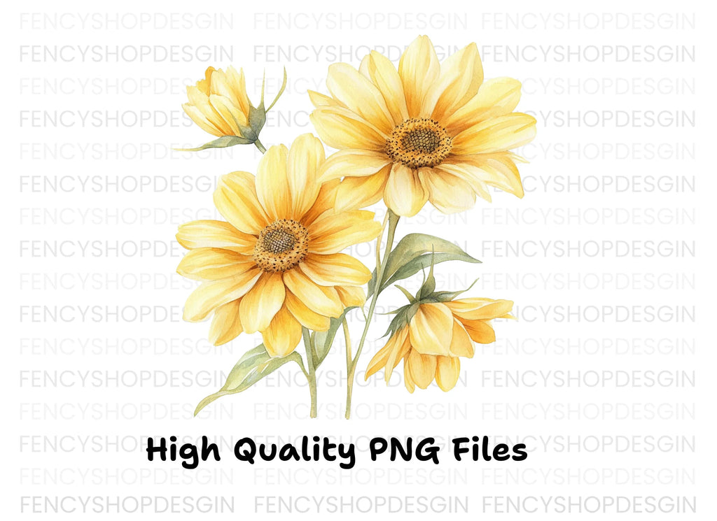Yellow Daisy Clipart Bundle