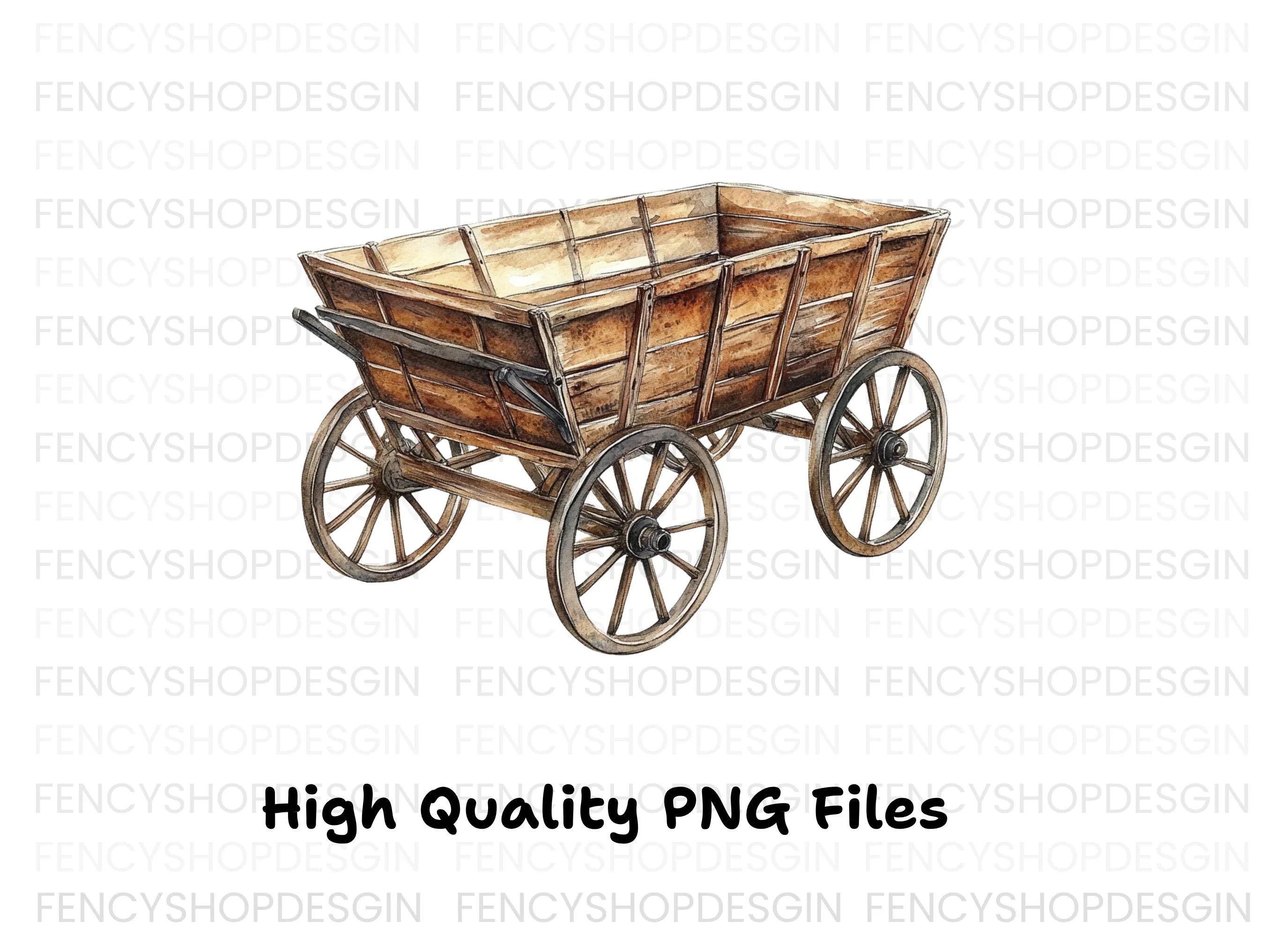 Single Wooden Wagon Clipart Bundle