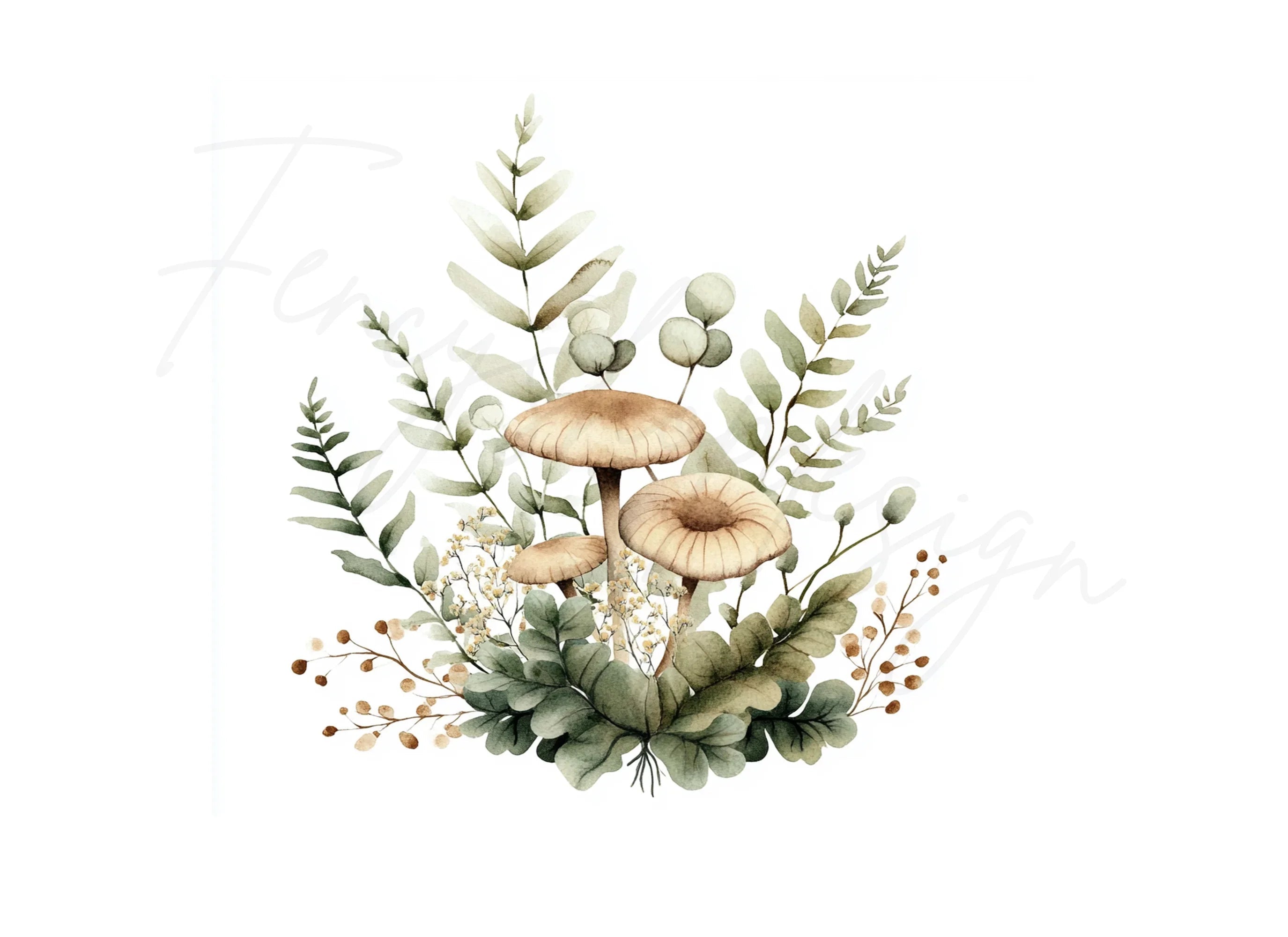 Forest Mushroom Clipart Bundle