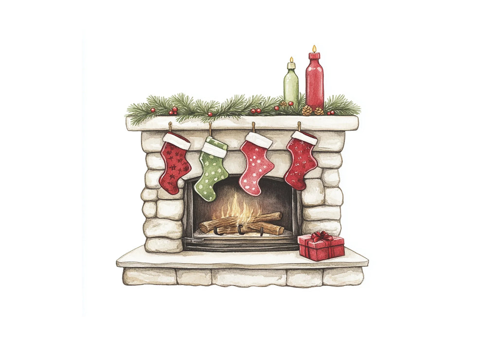 Christmas Fireplace Clipart Bundle
