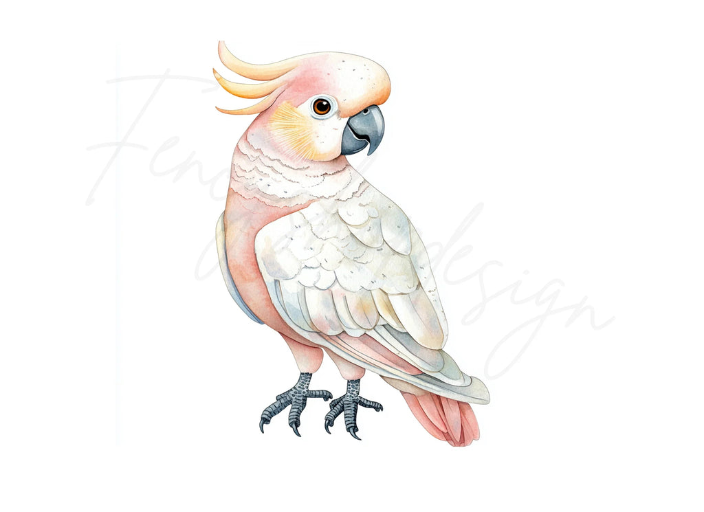 Pink and White Cockatoo Clipart Bundle