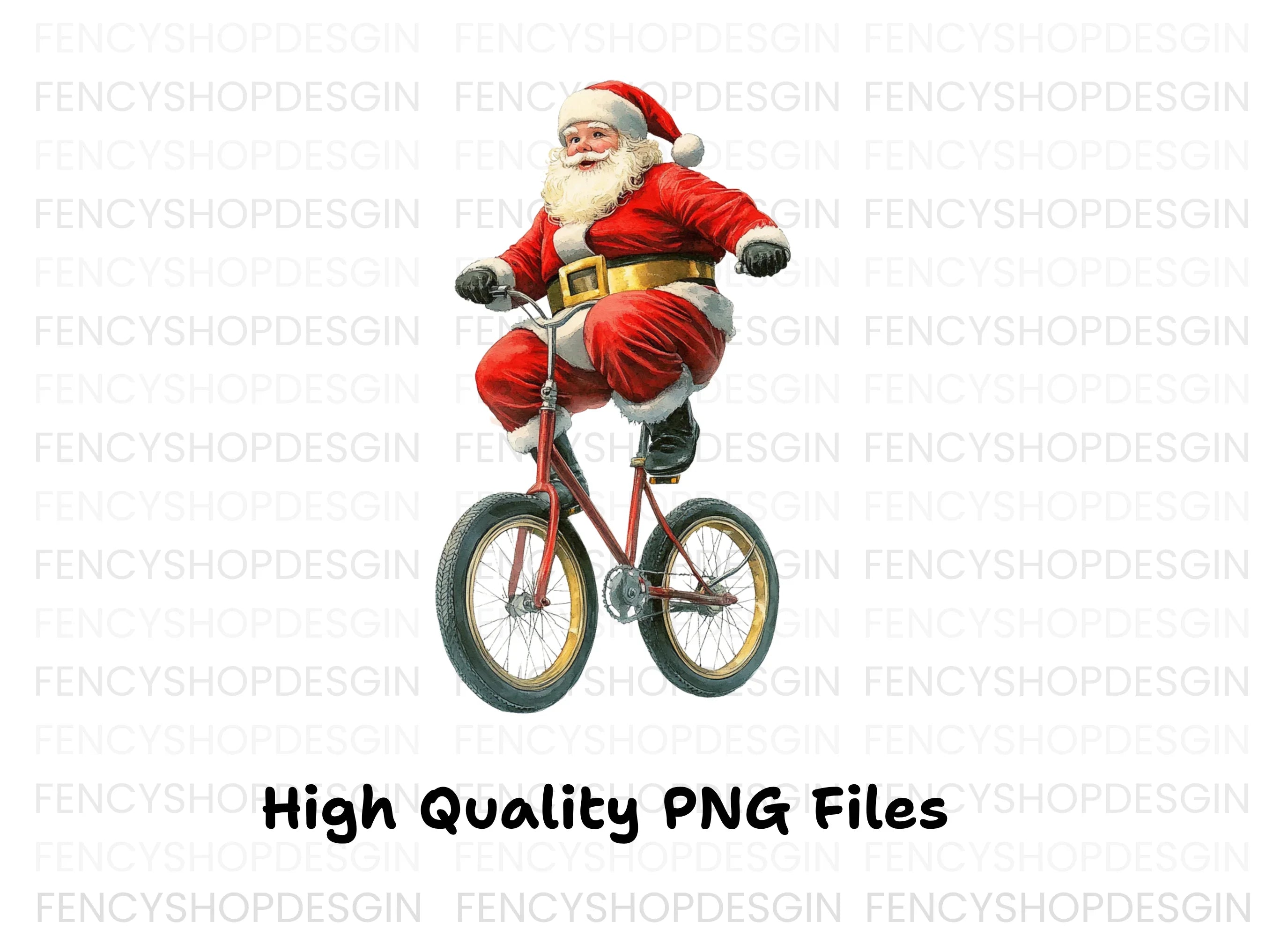 Santa Claus Riding Bicycle Clipart Bundle