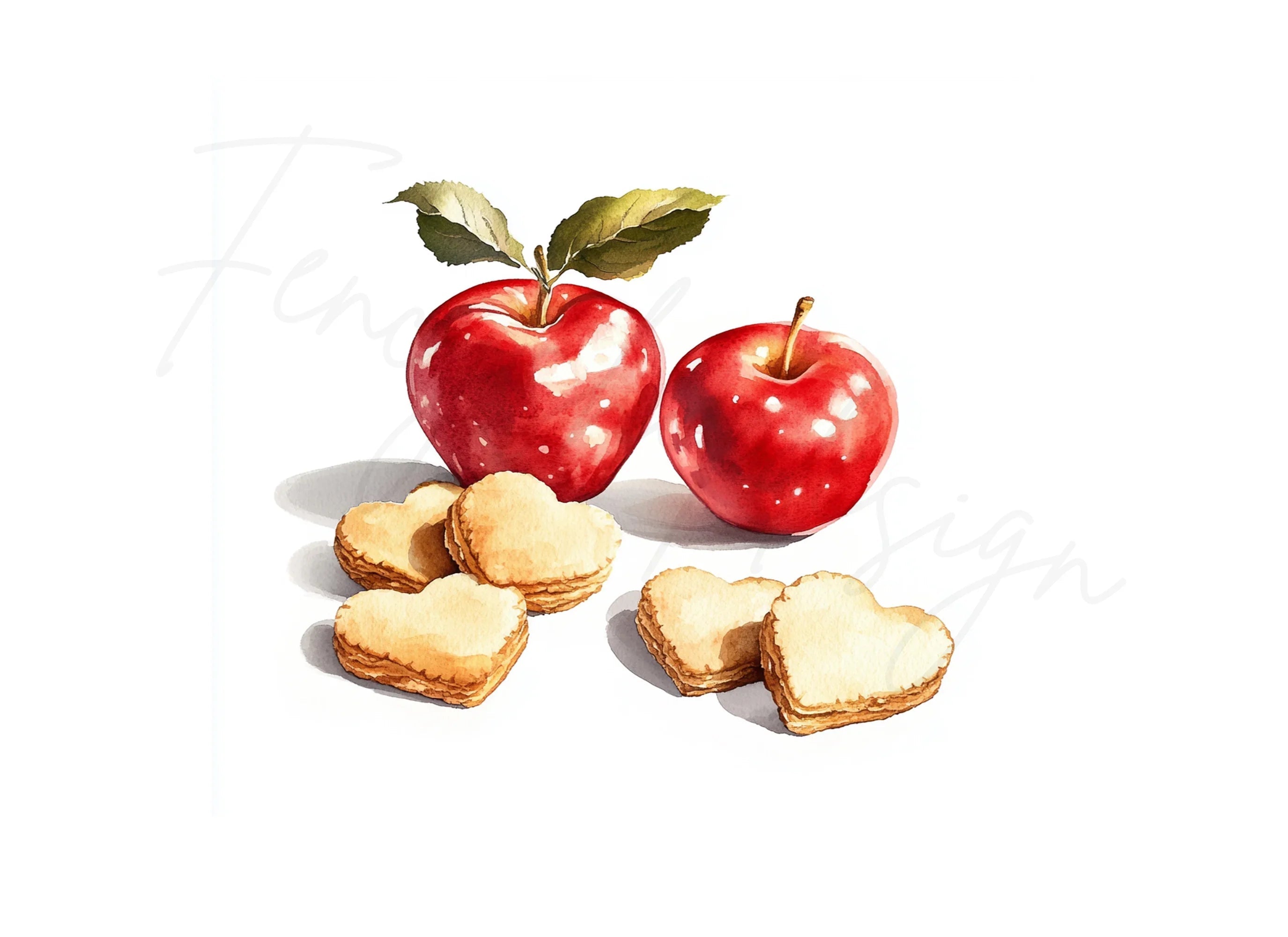 Apples and Heart Cookies Clipart Bundle