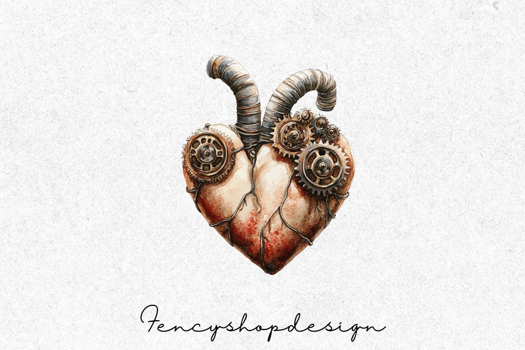 Vintage Steampunk Hearts Clipart Bundle