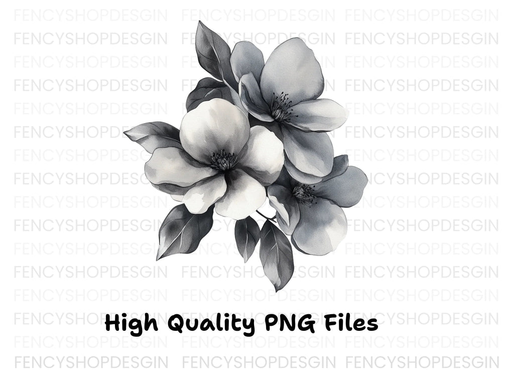 Elegant Black and White Floral Clipart Bundle